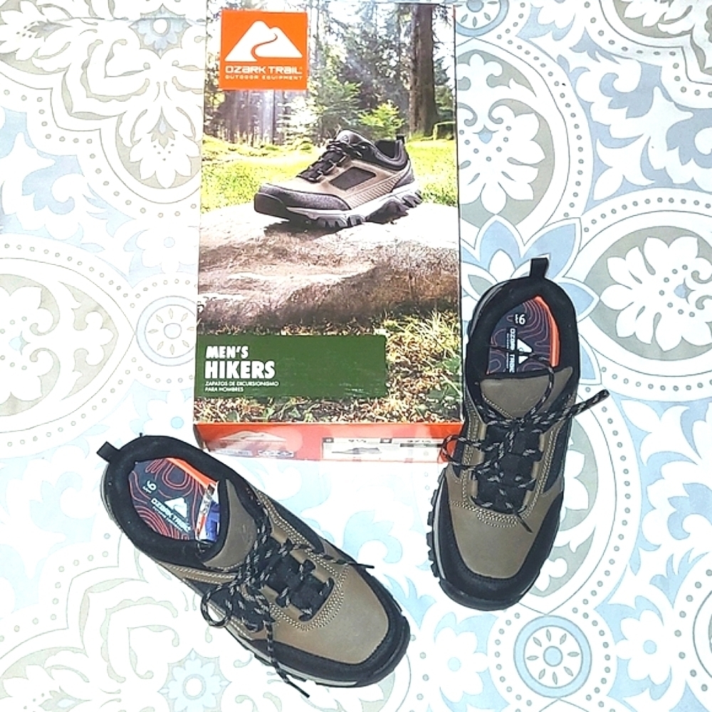Mens Hiker Hiking Shoes NWT Ozark Trail Low Profile Genuine Leather Size 9.5